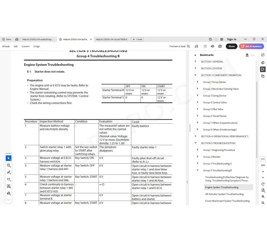 Hitachi Excavator Zaxis ZX55U-5A service manual
